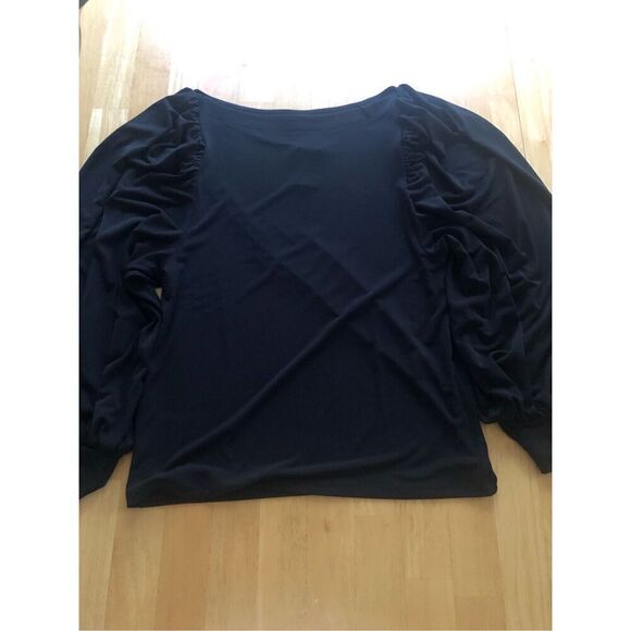 New Ann Taylor Top Womens  Black Puffed Long Sleeves Round  size S - Picture 12 of 12